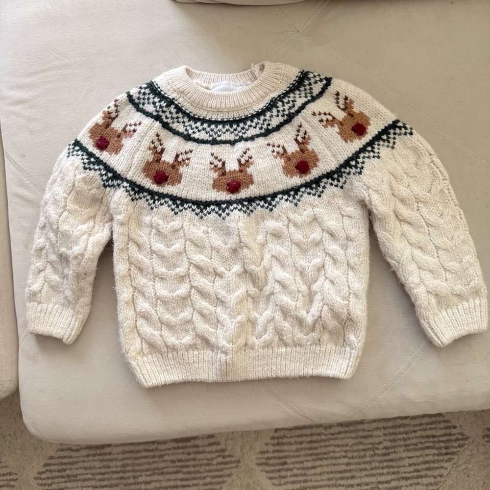 Cozy White Reindeer Sweater